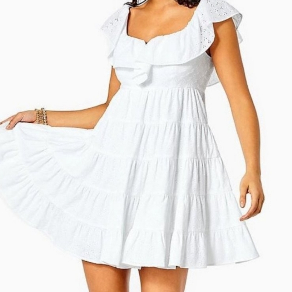 Lilly Pulitzer Emie Dress Resort White Ditsy Vine Size 6